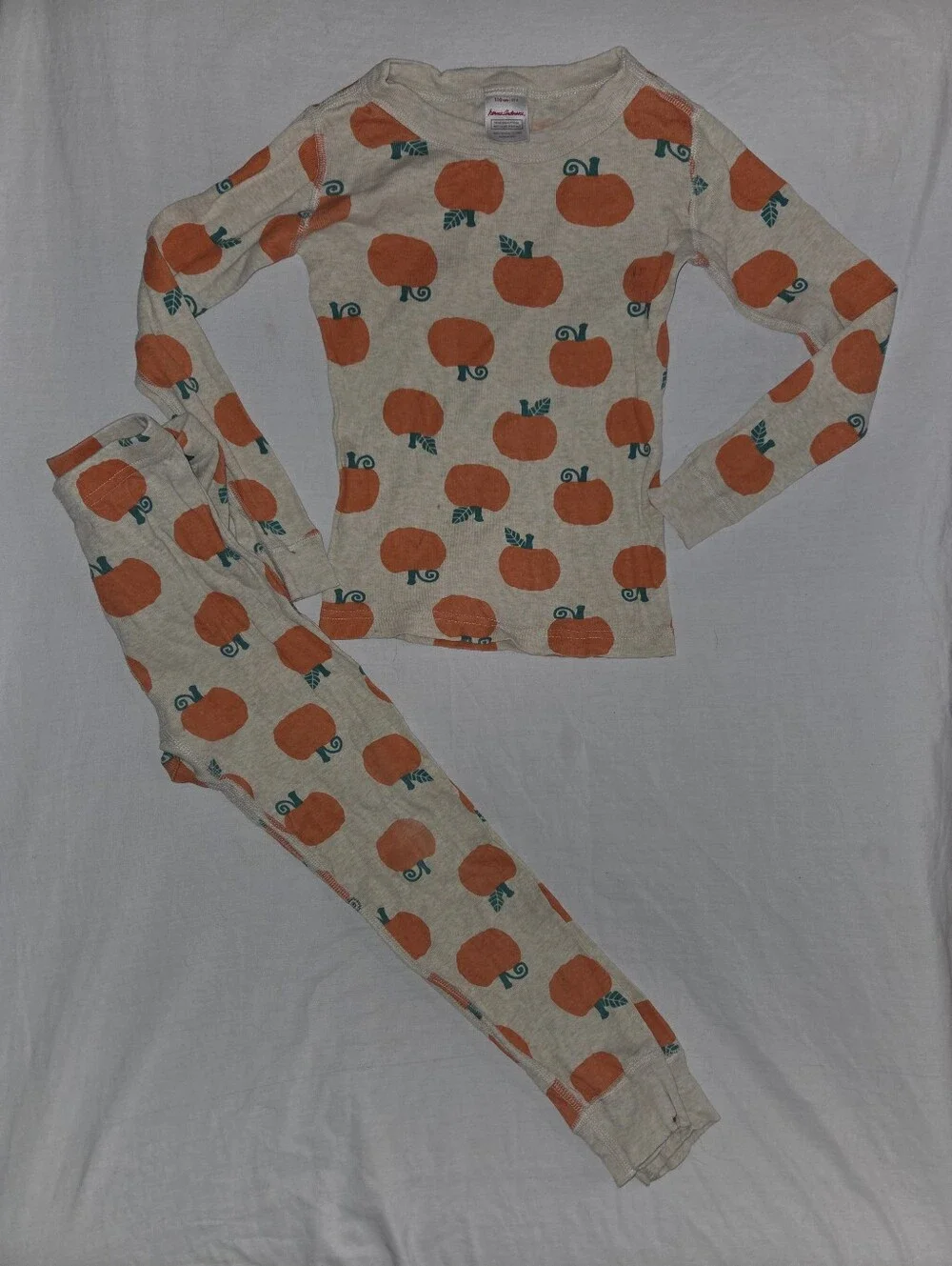 Hanna Andersson Kids Pumpkin Print Pajama Set - Cream & Orange 110/5